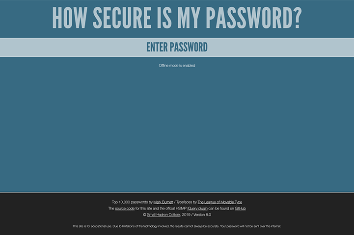 howsecureismypassword.net - Coolest websites in the world