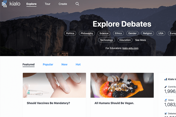 kialo.com - coolest websites in the world
