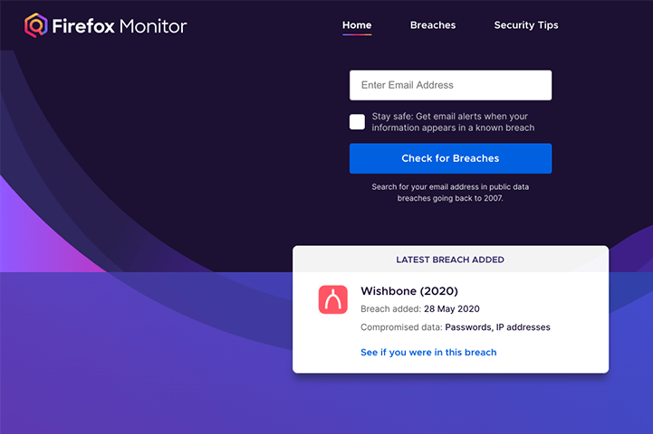 Coolest website - monitor.firefox.com