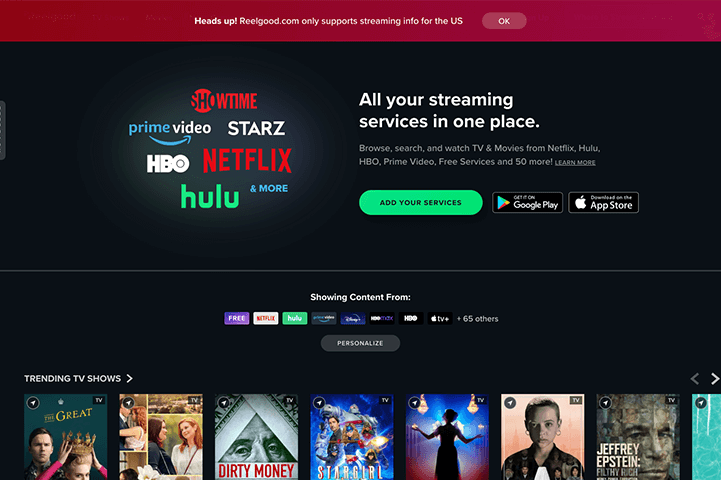 reelgood.com - cool websites to visit